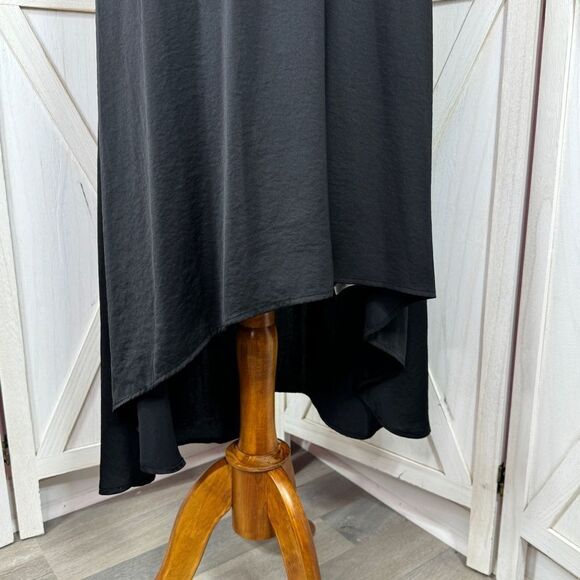 Apt. 9 High Low Halter Tie Neck Midi Maxi Dress Black Small Sleeveless - Picture 7 of 11